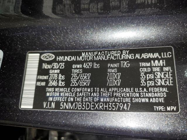 5NMJB3DEXRH357947 Hyundai TUCSON SEL