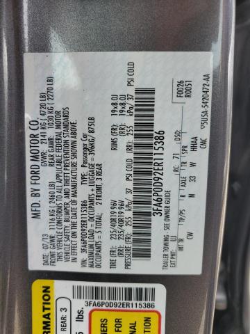 3FA6P0D92ER115386 Ford Fusion Titanium