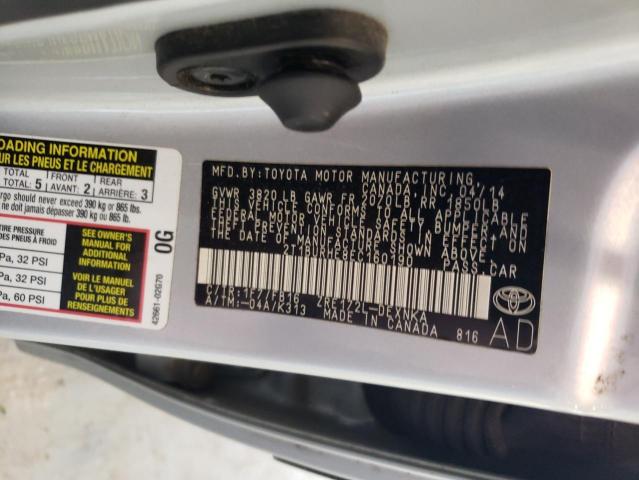 2T1BURHE8EC160190 Toyota COROLLA L