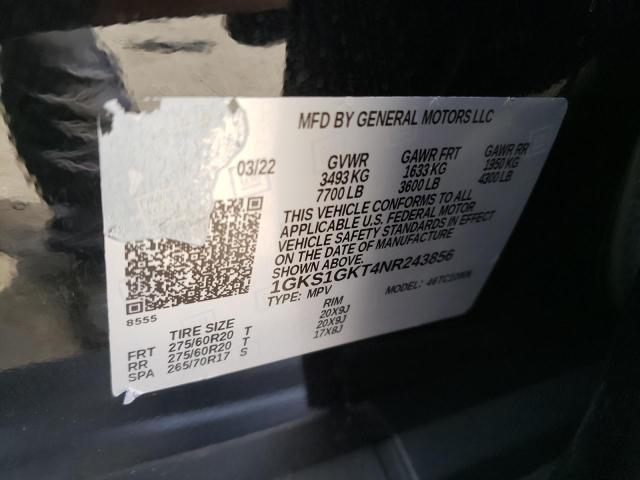 1GKS1GKT4NR243856 GMC Yukon Xl C1500 Slt