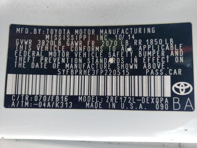 5YFBPRHE3FP220515 Toyota Corolla Eco