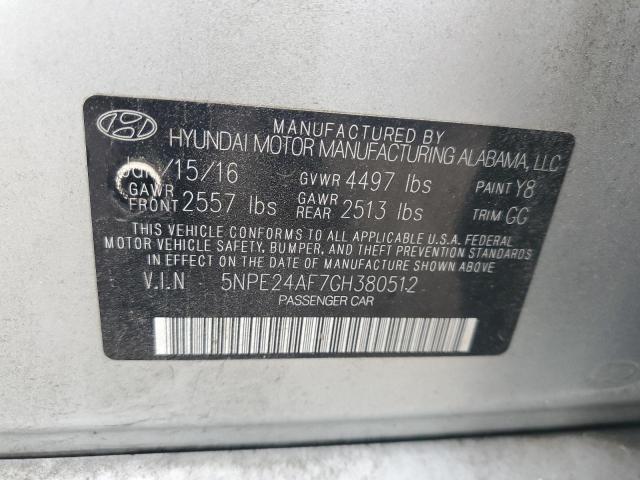 5NPE24AF7GH380512 Hyundai SONATA SE