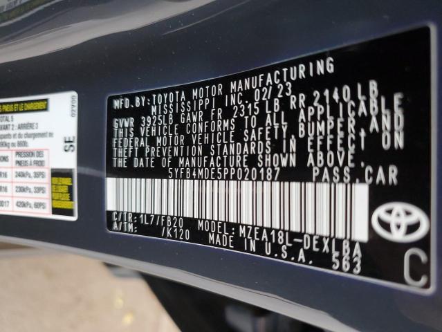 5YFB4MDE5PP020187 Toyota COROLLA LE