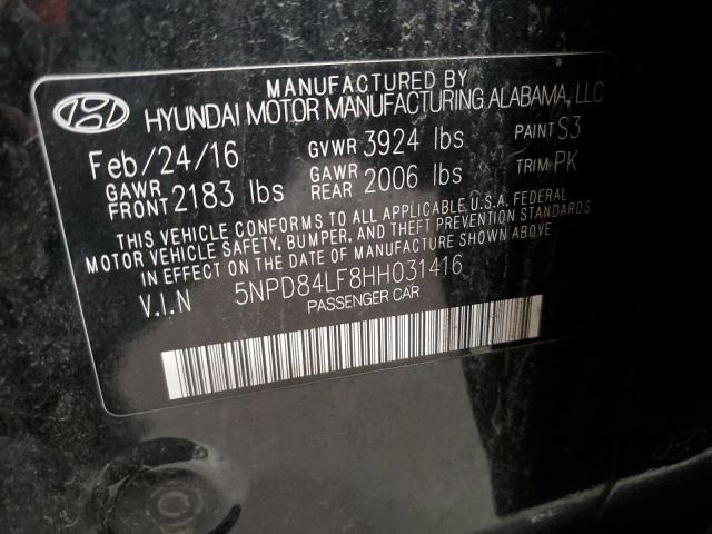 5NPD84LF8HH031416 Hyundai ELANTRA SE