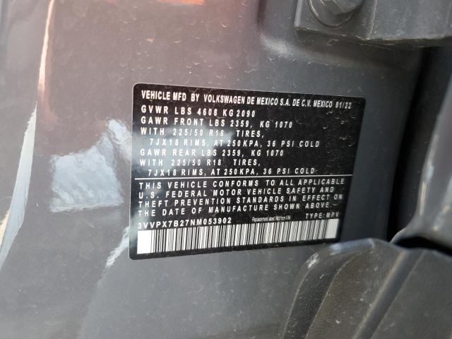 3VVPX7B27NM053902 Volkswagen Taos Se Iq Drive