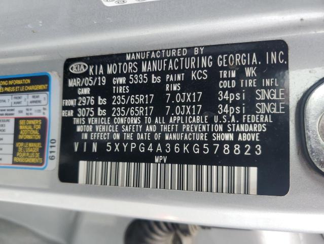 5XYPG4A36KG578823 KIA SORENTO L