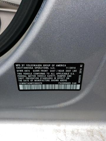 1VWBV7A36FC050370 Volkswagen PASSAT SE