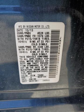 JN8AS5MV0EW700840 Nissan Rogue Select S