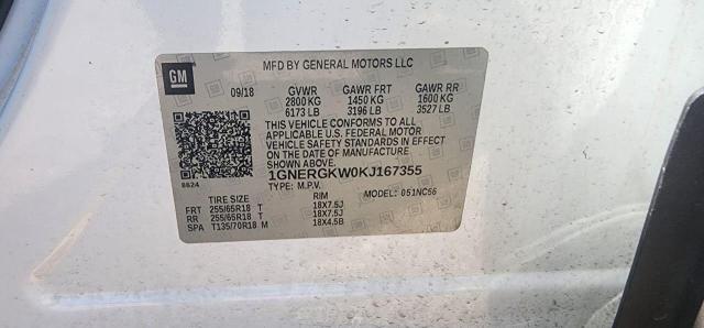 1GNERGKW0KJ167355 Chevrolet Traverse Lt