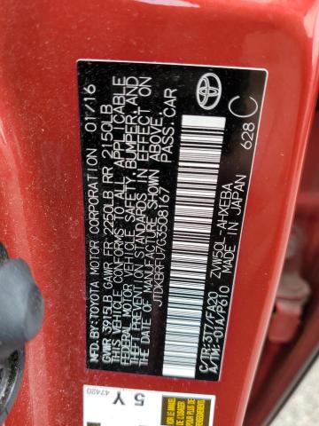 JTDKBRFU7G3508167 Toyota Prius
