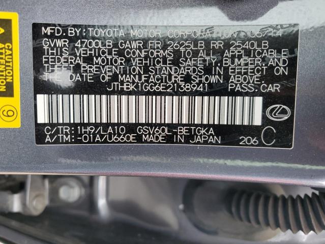 JTHBK1GG6E2138941 Lexus ES 350