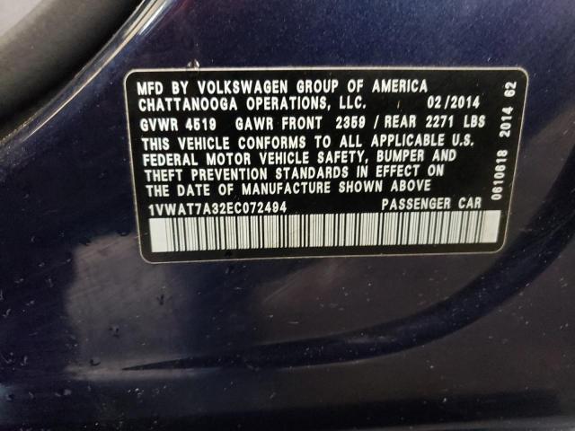 1VWAT7A32EC072494 Volkswagen PASSAT S