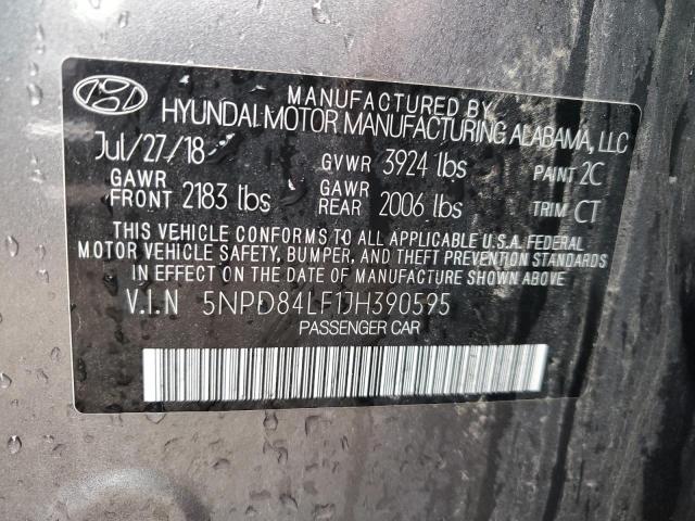 5NPD84LF1JH390595 Hyundai ELANTRA SEL