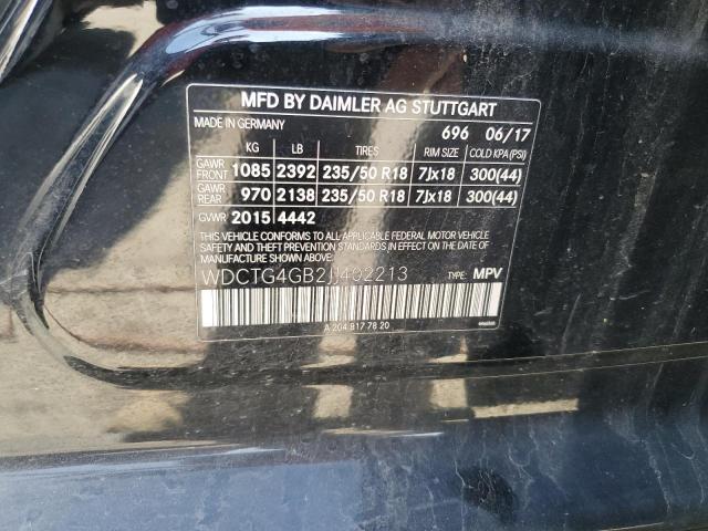 WDCTG4GB2JJ402213 Mercedes-Benz Gla 250 4matic