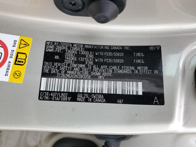 2T2BZMCA5HC083058 Lexus Rx 350 Base