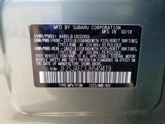 JF2SJAEC3JH549419 Subaru FORESTER 2