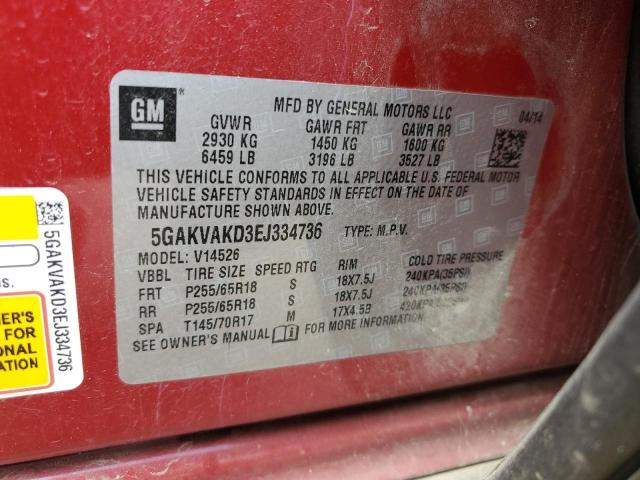 5GAKVAKD3EJ334736 Buick Enclave