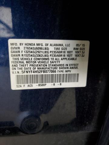 5FNYF4H52FB077066 Honda PILOT EXL