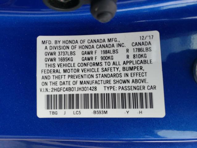 2HGFC4B01JH301428 Honda Civic Lx