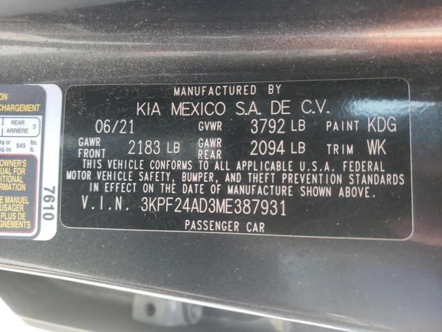 3KPF24AD3ME387931 KIA FORTE FE