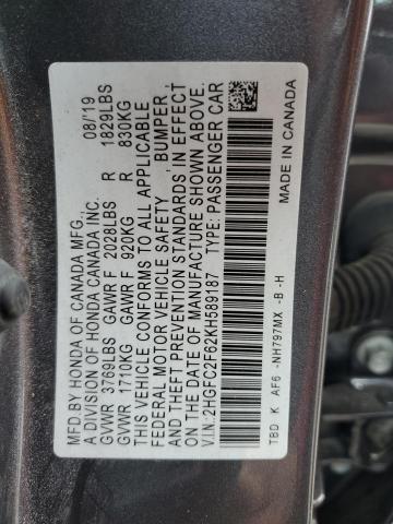 2HGFC2F62KH589187 Honda Civic Lx