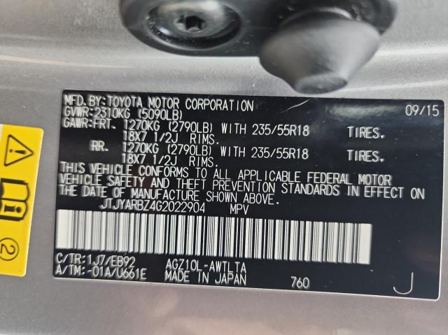 JTJYARBZ4G2022904 Lexus Nx 200t Base