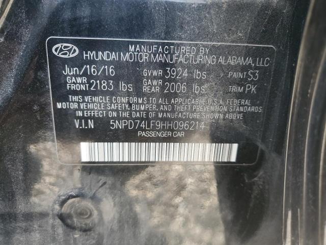 5NPD74LF9HH096214 Hyundai ELANTRA SE