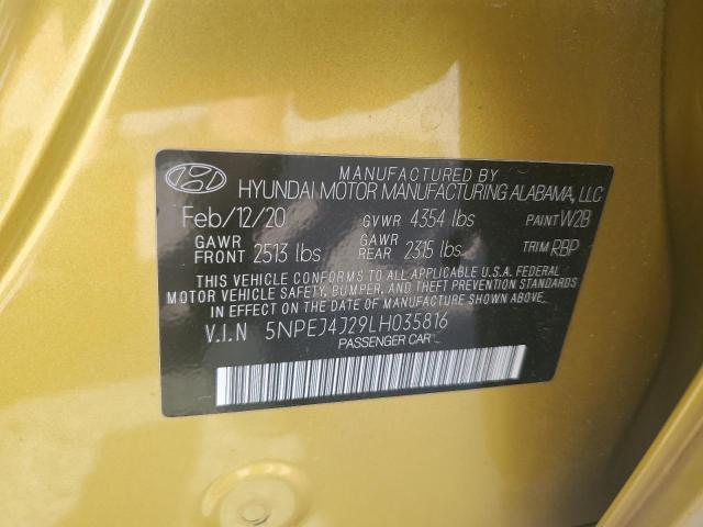 5NPEJ4J29LH035816 Hyundai SONATA SEL