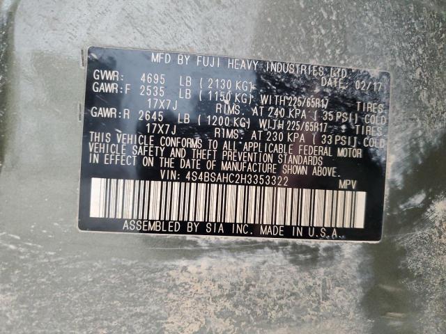 4S4BSAHC2H3353322 Subaru Outback 2.5i Premium