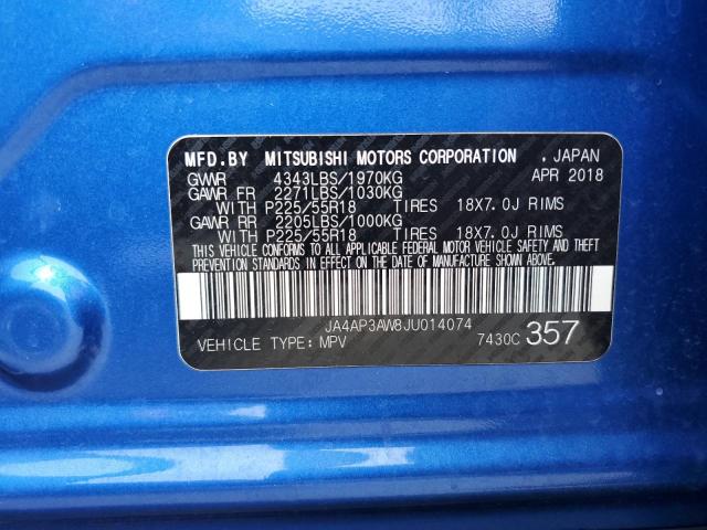 JA4AP3AW8JU014074 Mitsubishi Outlander Sport Es
