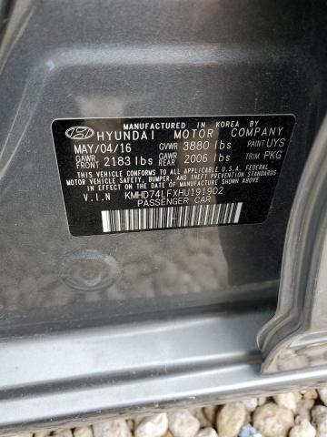 KMHD74LFXHU191902 Hyundai ELANTRA SE