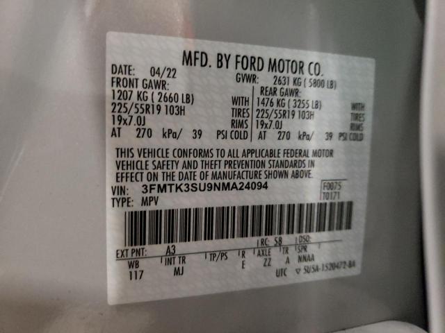 3FMTK3SU9NMA24094 Ford Mustang Mach-e Premium