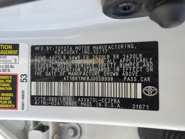 4T1B61HK8JU059998 Toyota CAMRY XSE