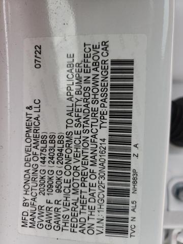 1HGCV2F30NA016214 Honda Accord Sport