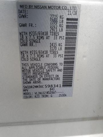 5N1DR2MM3KC598341 Nissan Pathfinder S