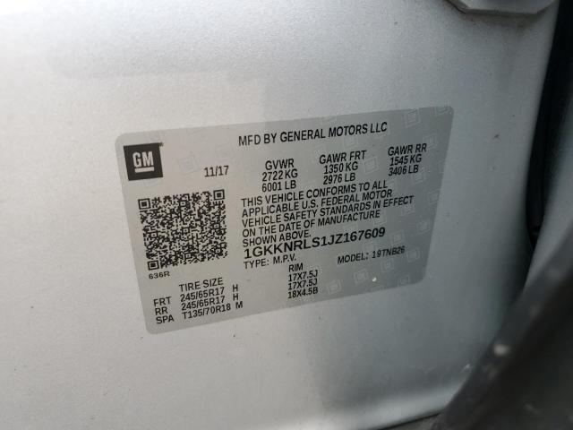 1GKKNRLS1JZ167609 GMC ACADIA SLE