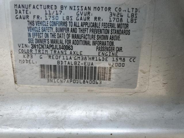 3N1CN7AP0JL840063 Nissan VERSA S