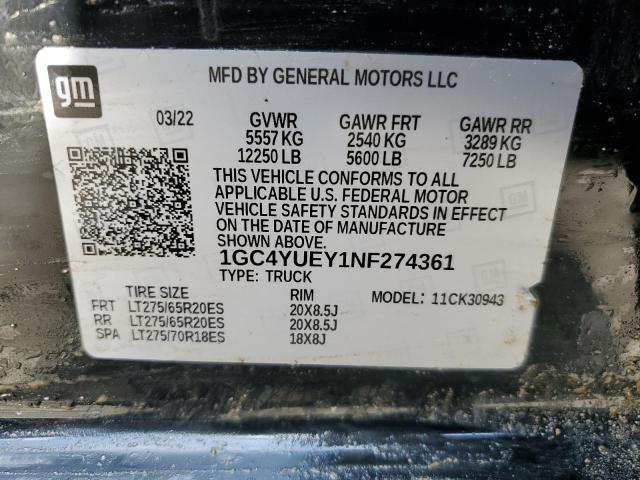 1GC4YUEY1NF274361 Chevrolet Silverado K3500 Ltz