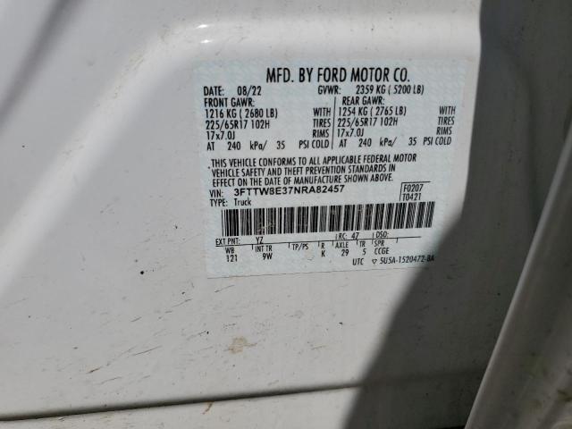 3FTTW8E37NRA82457 Ford Maverick Xl
