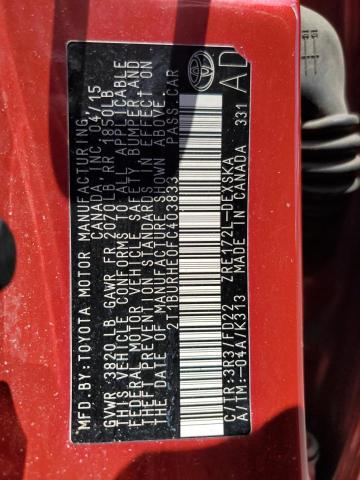 2T1BURHE0FC403833 Toyota COROLLA L