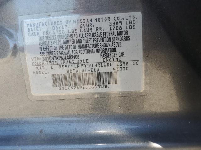 3N1CN7AP5JL803106 Nissan VERSA S