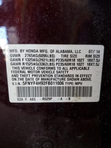 5FNYF4H92FB011006 Honda Pilot Touring