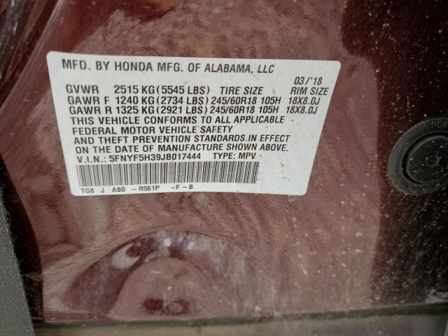 5FNYF5H39JB017444 Honda Pilot Ex
