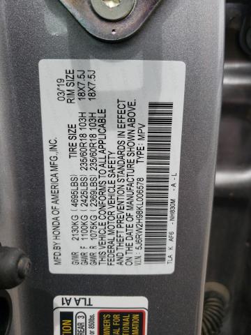 5J6RW2H98KL006578 Honda Cr-v Touring