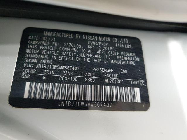 JN1BJ1BW5MW667407 Nissan Rogue Sport Sv