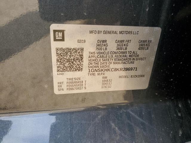 1GNSKHKC8KR286971 Chevrolet Suburban K1500 Lt