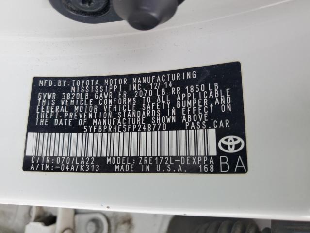 5YFBPRHE5FP248770 Toyota Corolla Eco