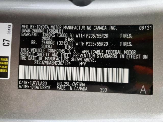 2T2JZMDA8MC307184 Lexus RX 350