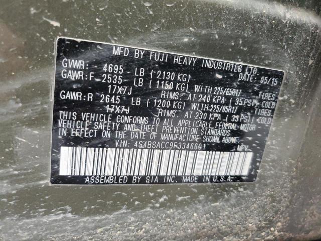 4S4BSACC9F3346601 Subaru Outback 2.5i Premium