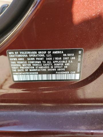 1VWCN7A37EC029255 Volkswagen PASSAT SEL